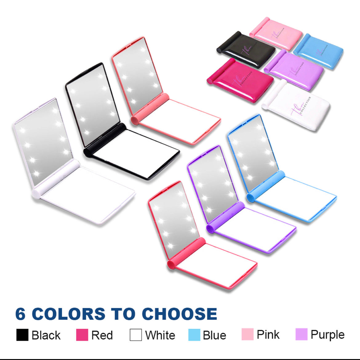 BLACK LED VANITY COMPACT MIRROR