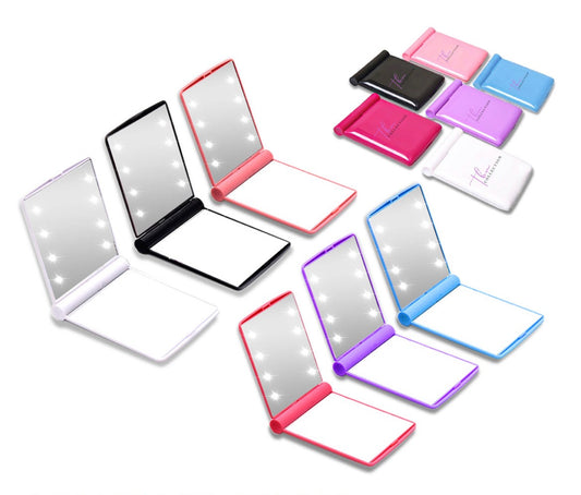 HOT PINK LED VANITY COMPACT MIRROR